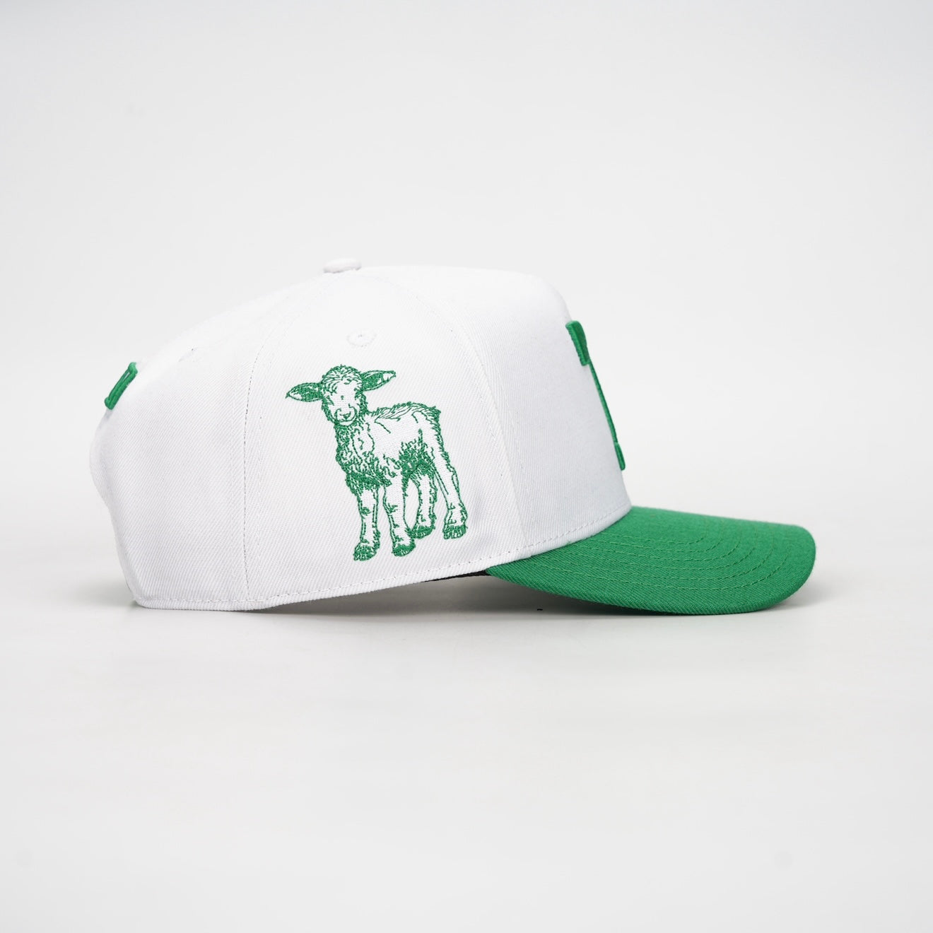 ‘7’ Premium Wool Blend SnapBack - White/Kelly Green