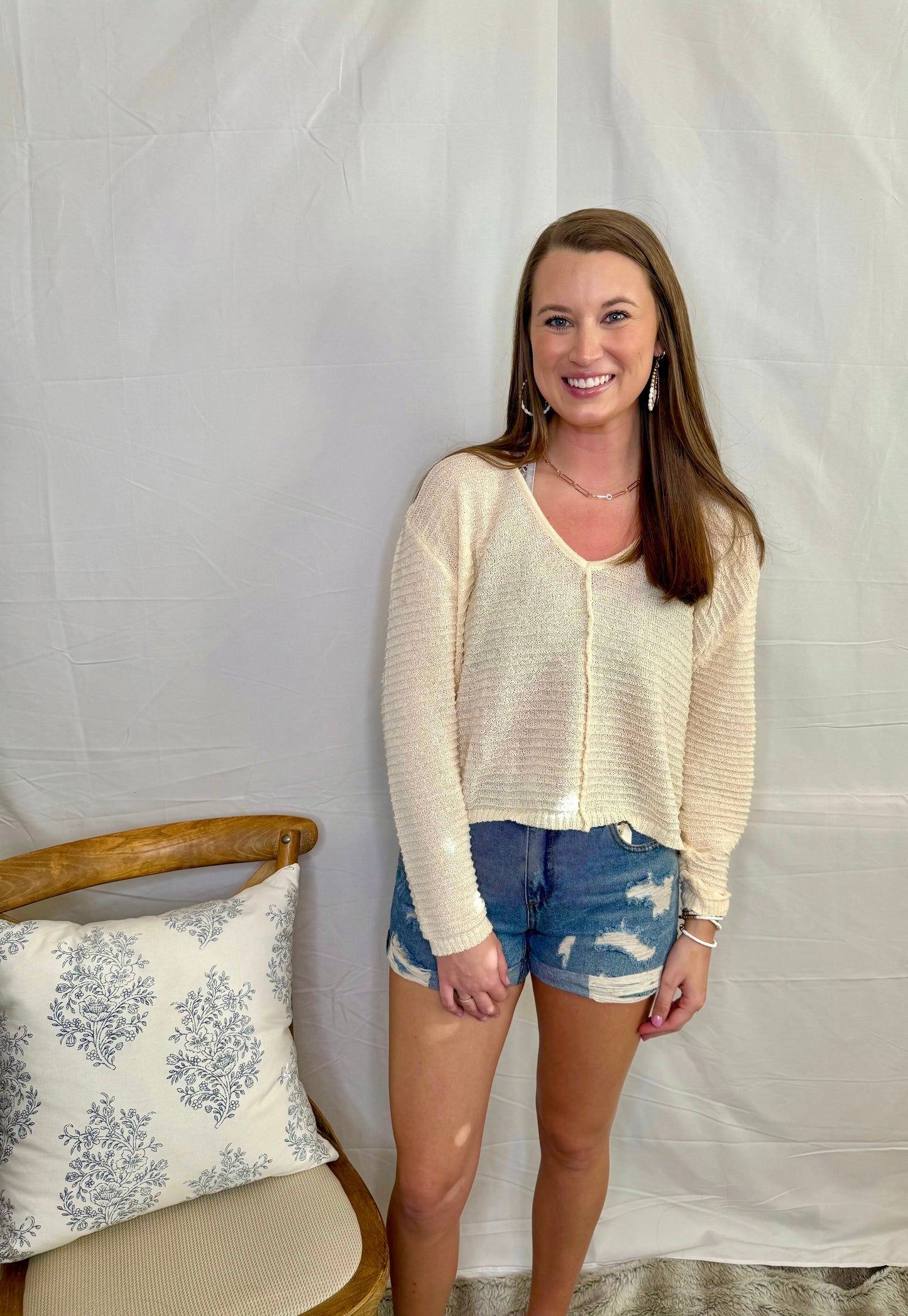 Distressed High Waisted Medium Denim Shorts