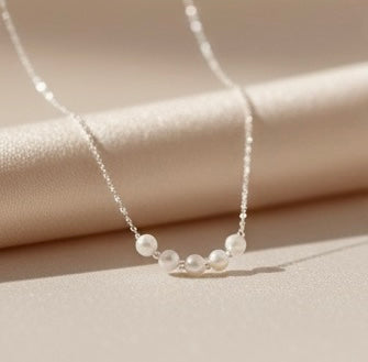925 Sterling Silver Delicate Pearl Chain Necklace