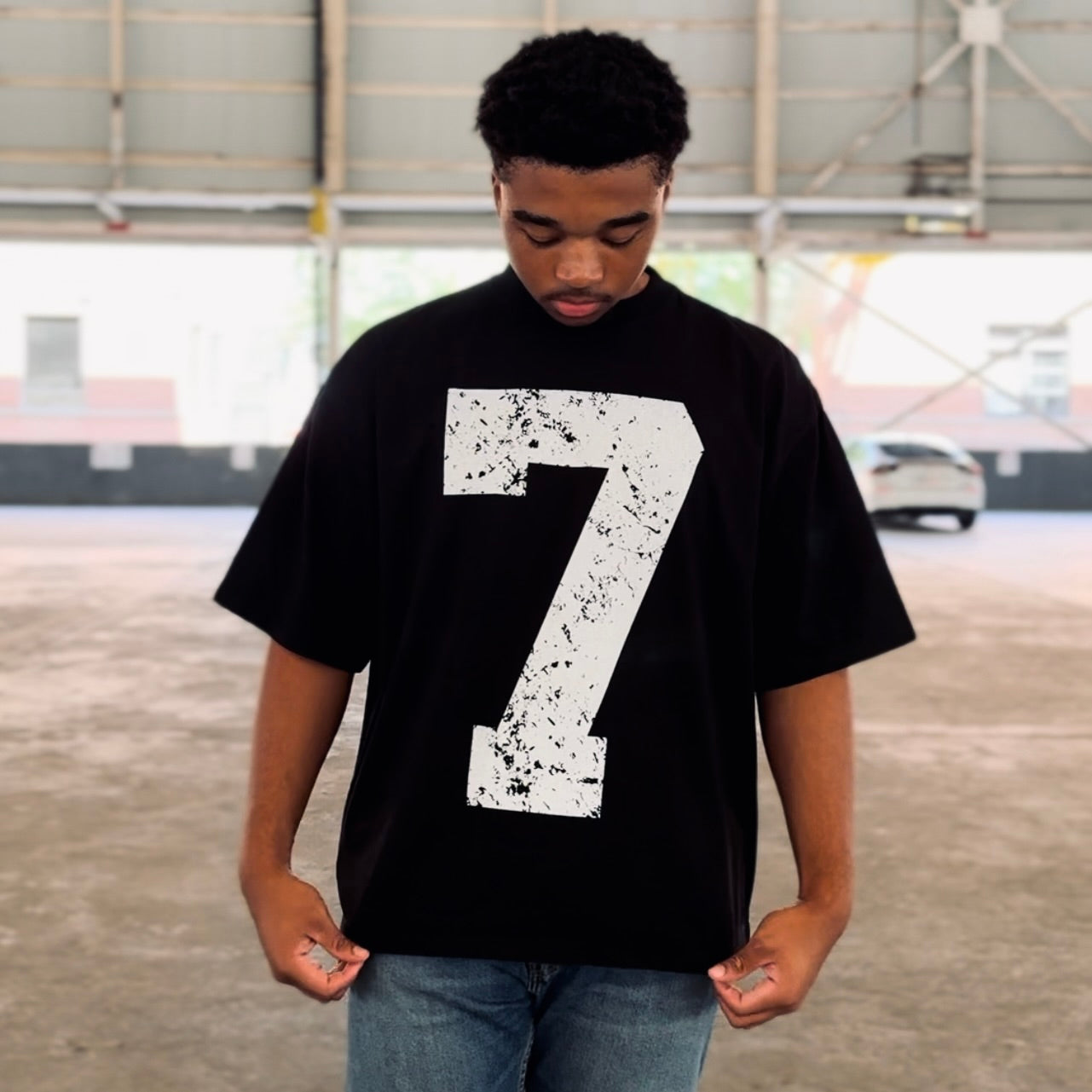 [PRE-ORDER - SHIPS AUGUST 13TH] 70x7 Drop Shoulder Tee (Super Oversized) - Black
