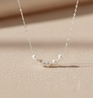 925 Sterling Silver Delicate Pearl Chain Necklace