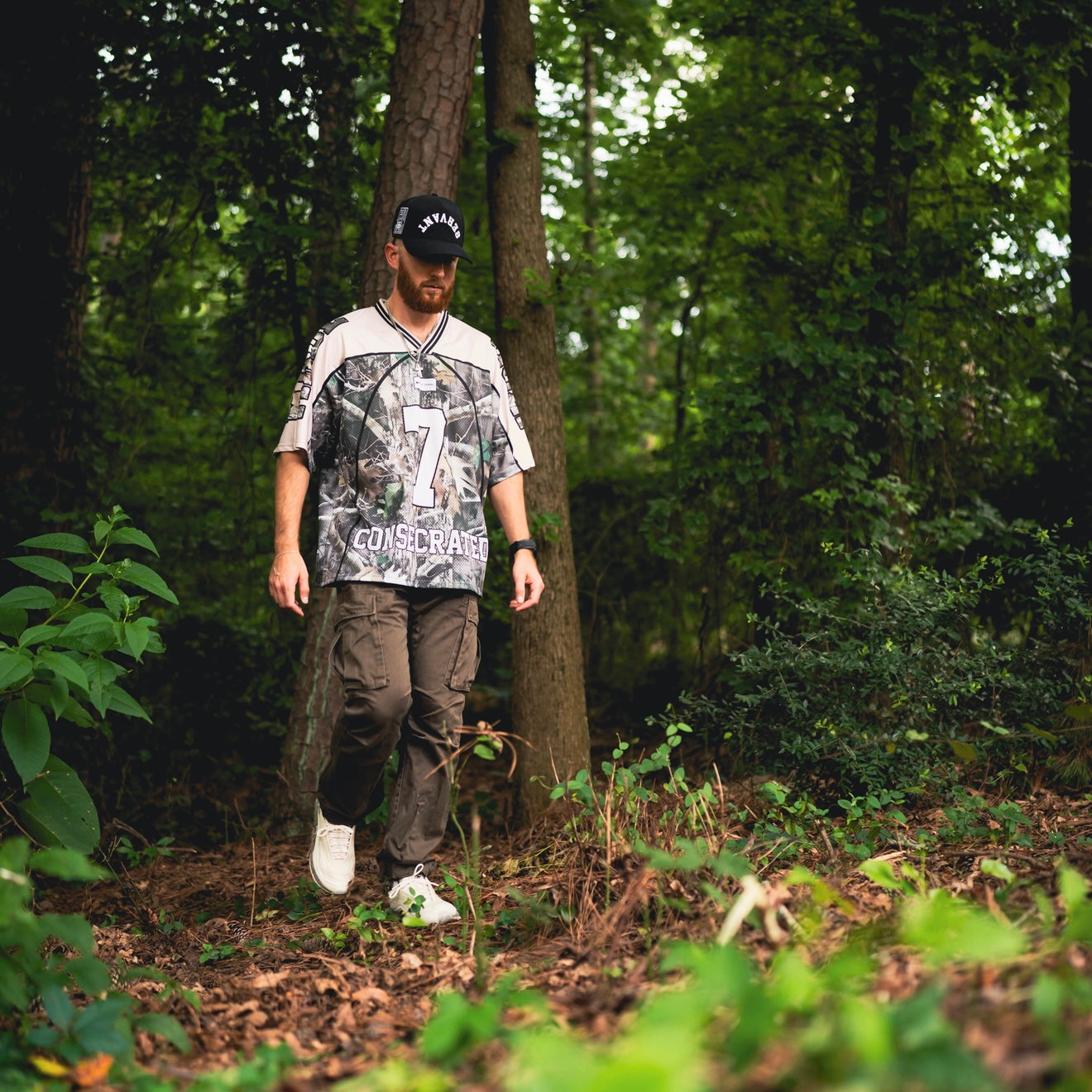 CONSECRATED Jersey Cream Woodland Camo Oversized Fit