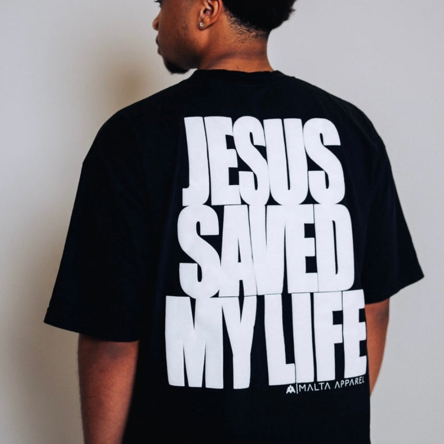 [PRE-ORDER - SHIPS AUGUST 13TH] Jesus Saved My Life PUFF PRINT - Black