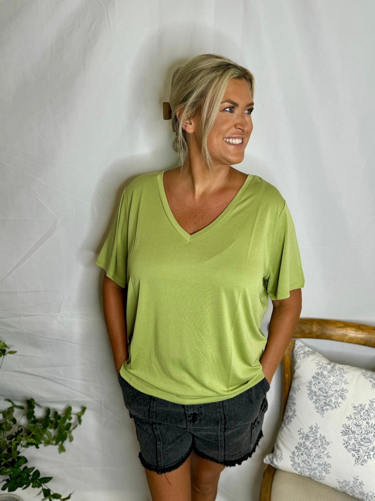 Soft Lightweight V-neck Casual Tee The Dreamy Tee