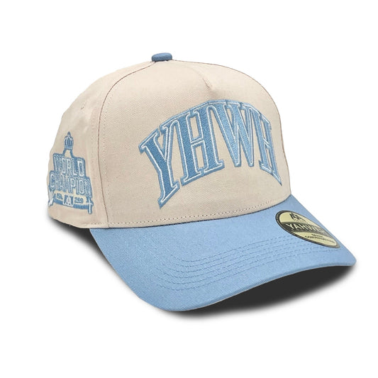 [PRE-ORDER - SHIPS AUGUST 15TH] ‘YHWH’ Structured SnapBack - Cream/Baby Blue