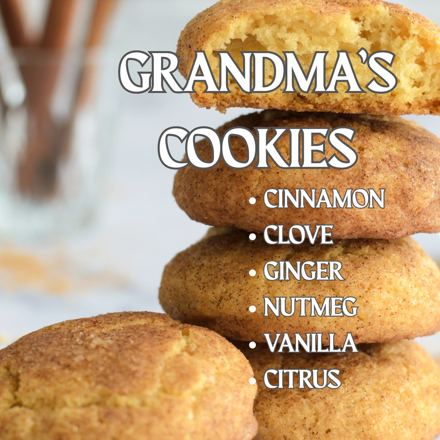 Grandma's Cookies Cinnamon Clove Nutmeg Ginger Vanilla Citrus Soy Wax Candle