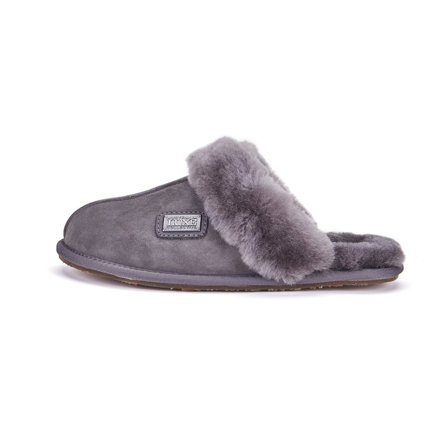 Sheepskin gray mule slipper with shearling cuff CLOSED MULE GRAY