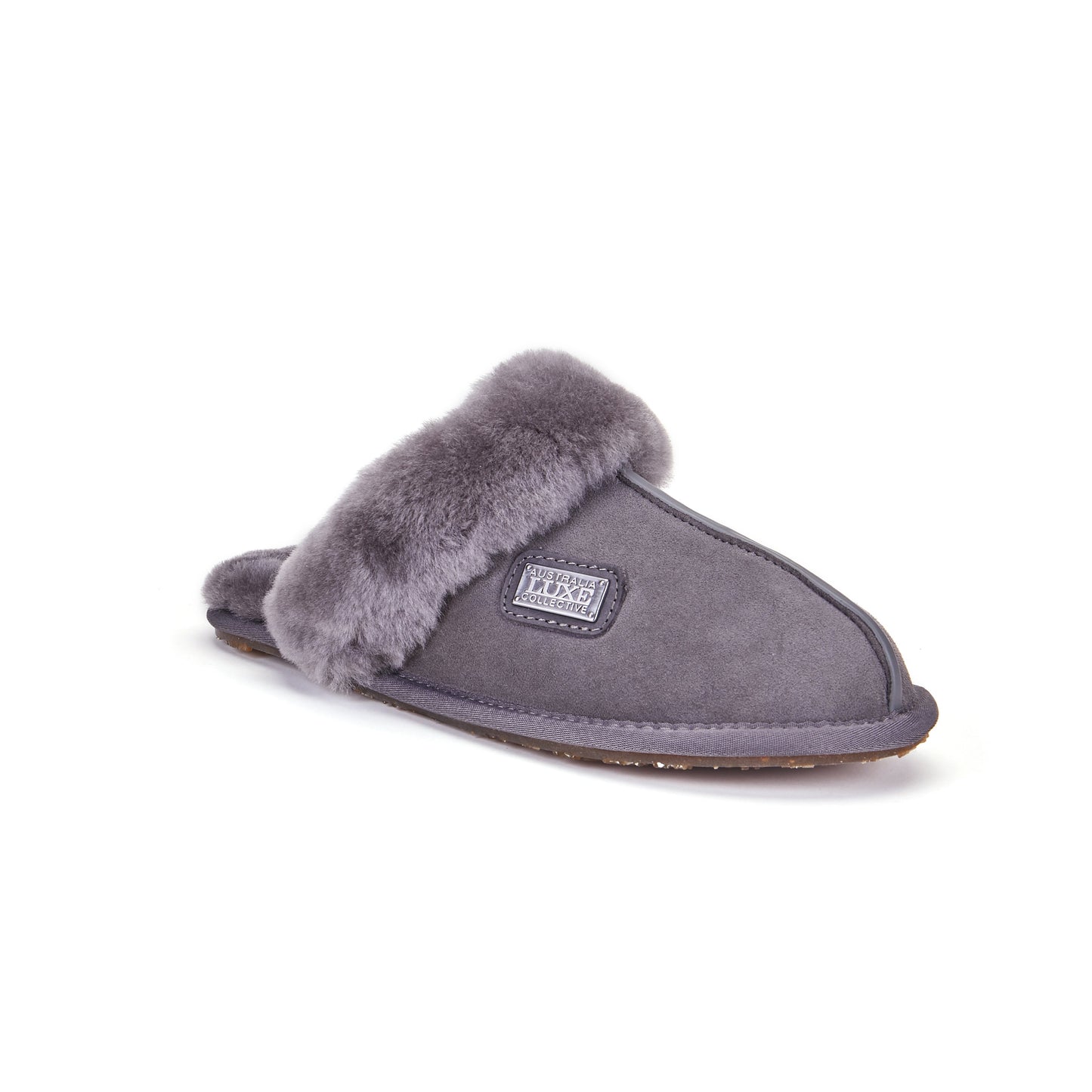Sheepskin gray mule slipper with shearling cuff CLOSED MULE GRAY