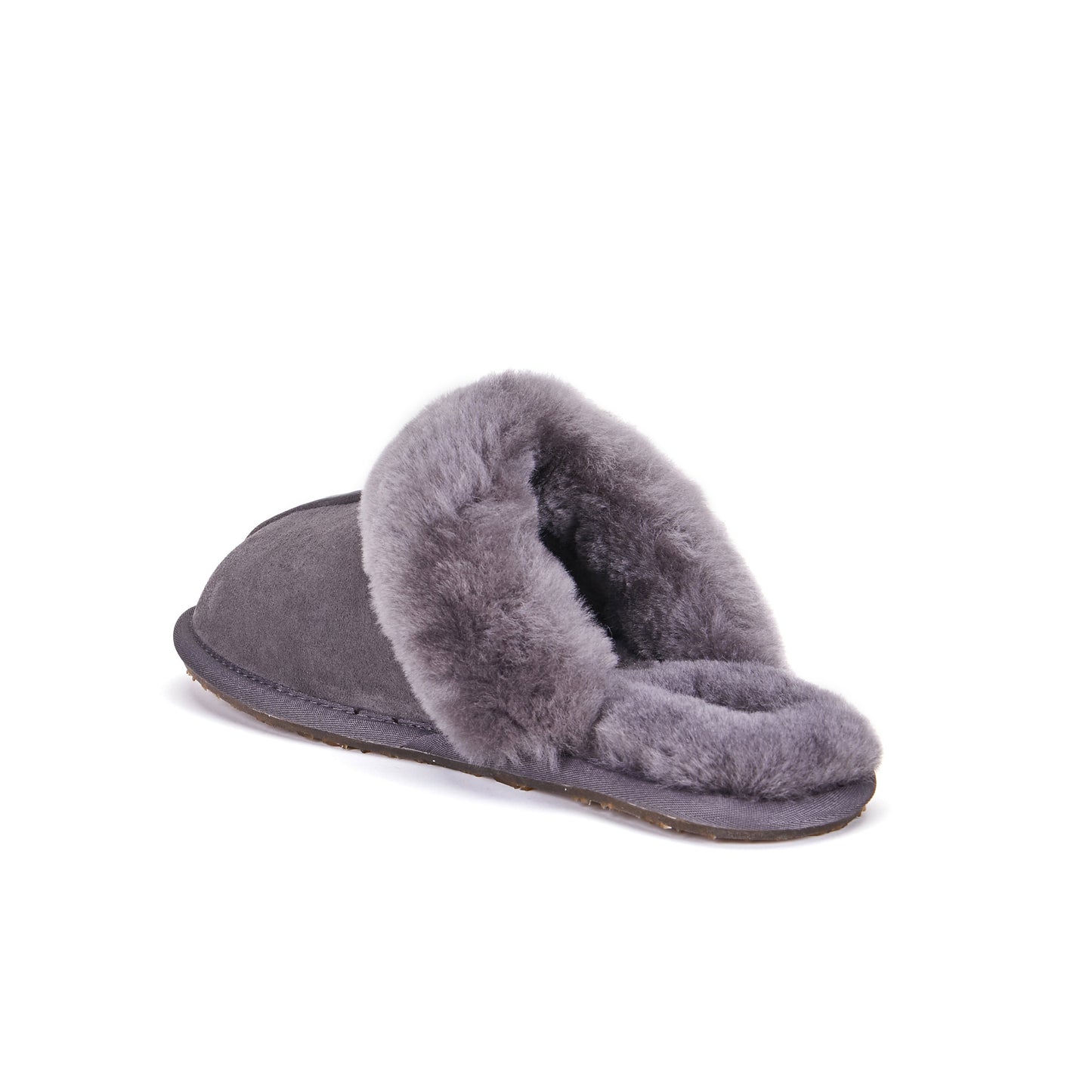 Sheepskin gray mule slipper with shearling cuff CLOSED MULE GRAY