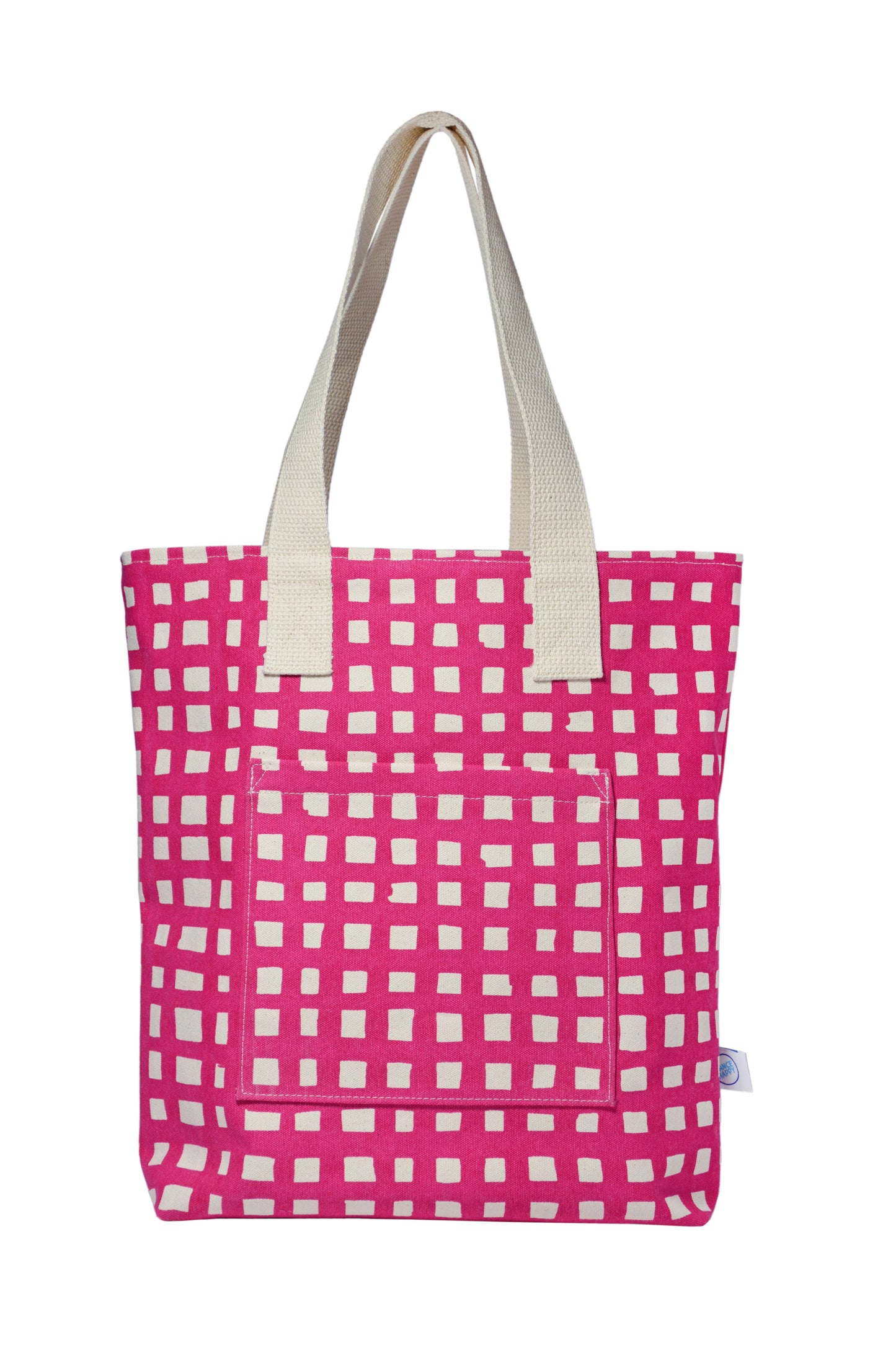 Grid Carry All Tote 15 oz Cotton Canvas Zip Top Tote Bag