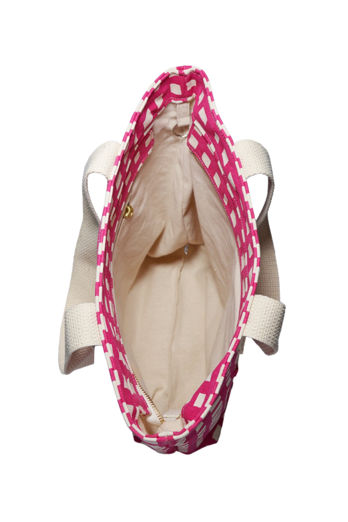 Grid Carry All Tote 15 oz Cotton Canvas Zip Top Tote Bag