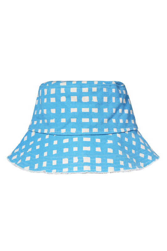 Grid Bucket Hat Cotton Canvas Bucket Hat