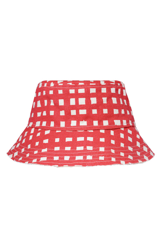 Grid Cotton Canvas Bucket Hat