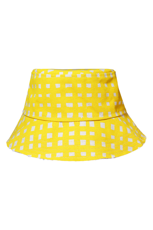 Grid Bucket Hat Cotton Canvas Bucket Hat