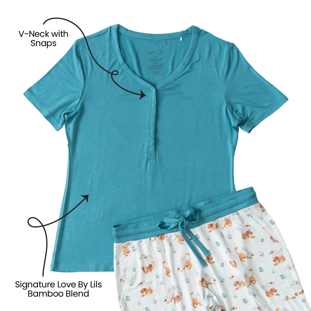 Griffin Butterflies V-Neck Bamboo Women's Lounge Top Laree + Co.