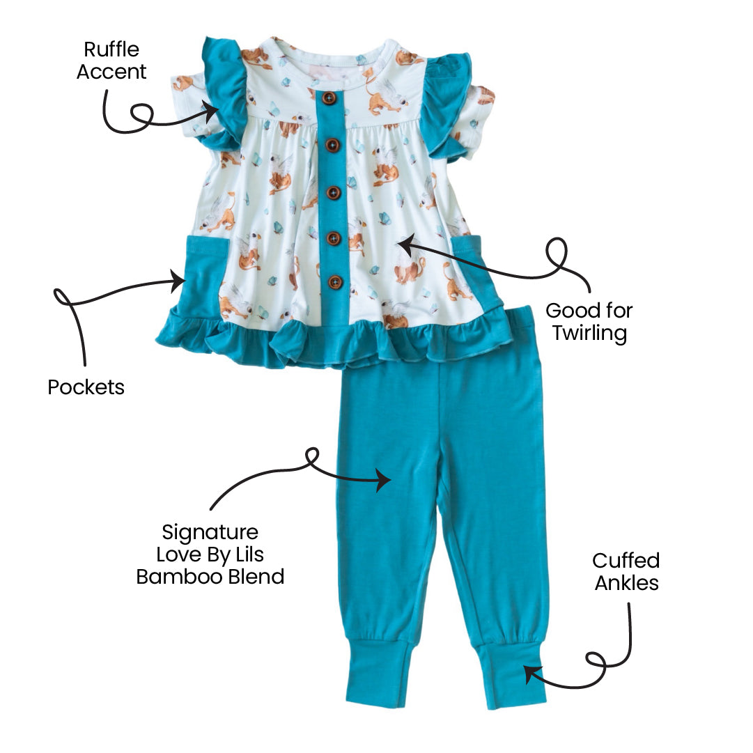 Butterflies Bamboo Short Sleeve Tunic + Legging Set Laree + Co.