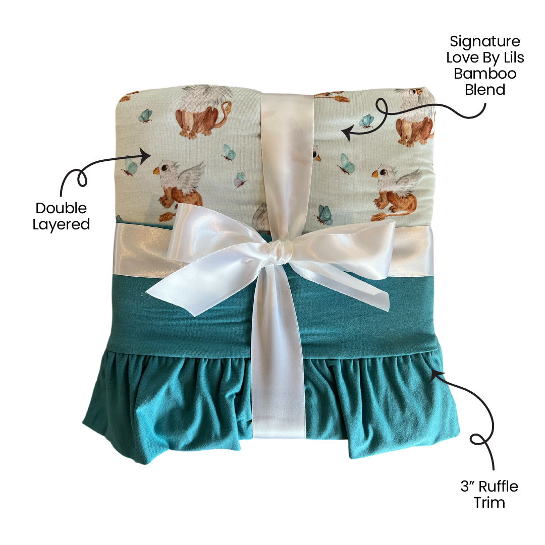 Butterflies Bamboo Ruffle Toddler Blanket Griffin