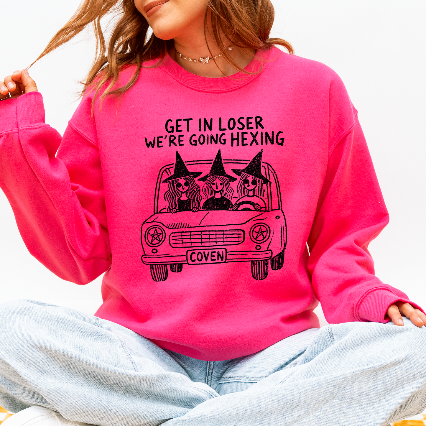 Get In Loser Cozy Coven Sweatshirt Halloween Witches