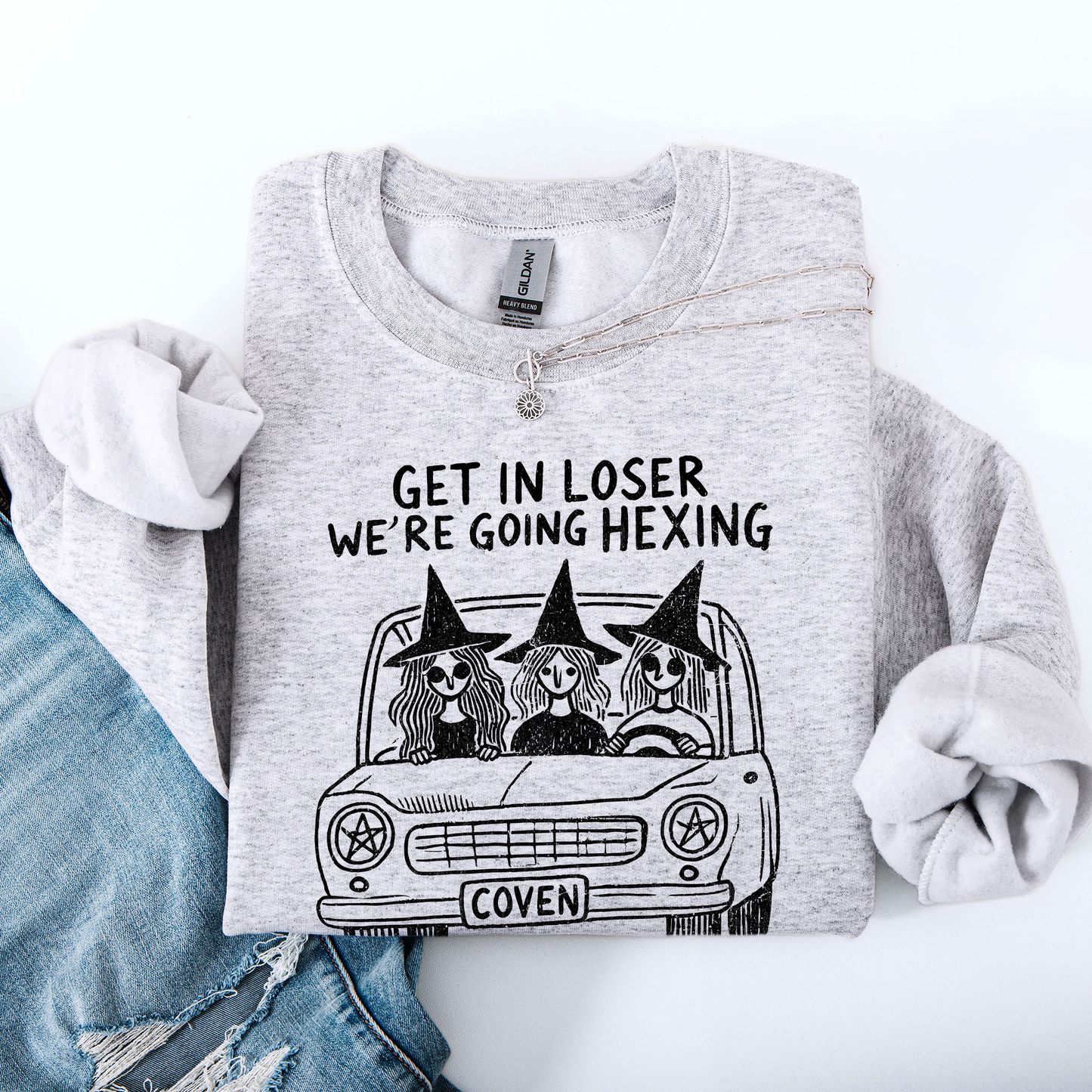 Get In Loser Cozy Coven Sweatshirt Halloween Witches