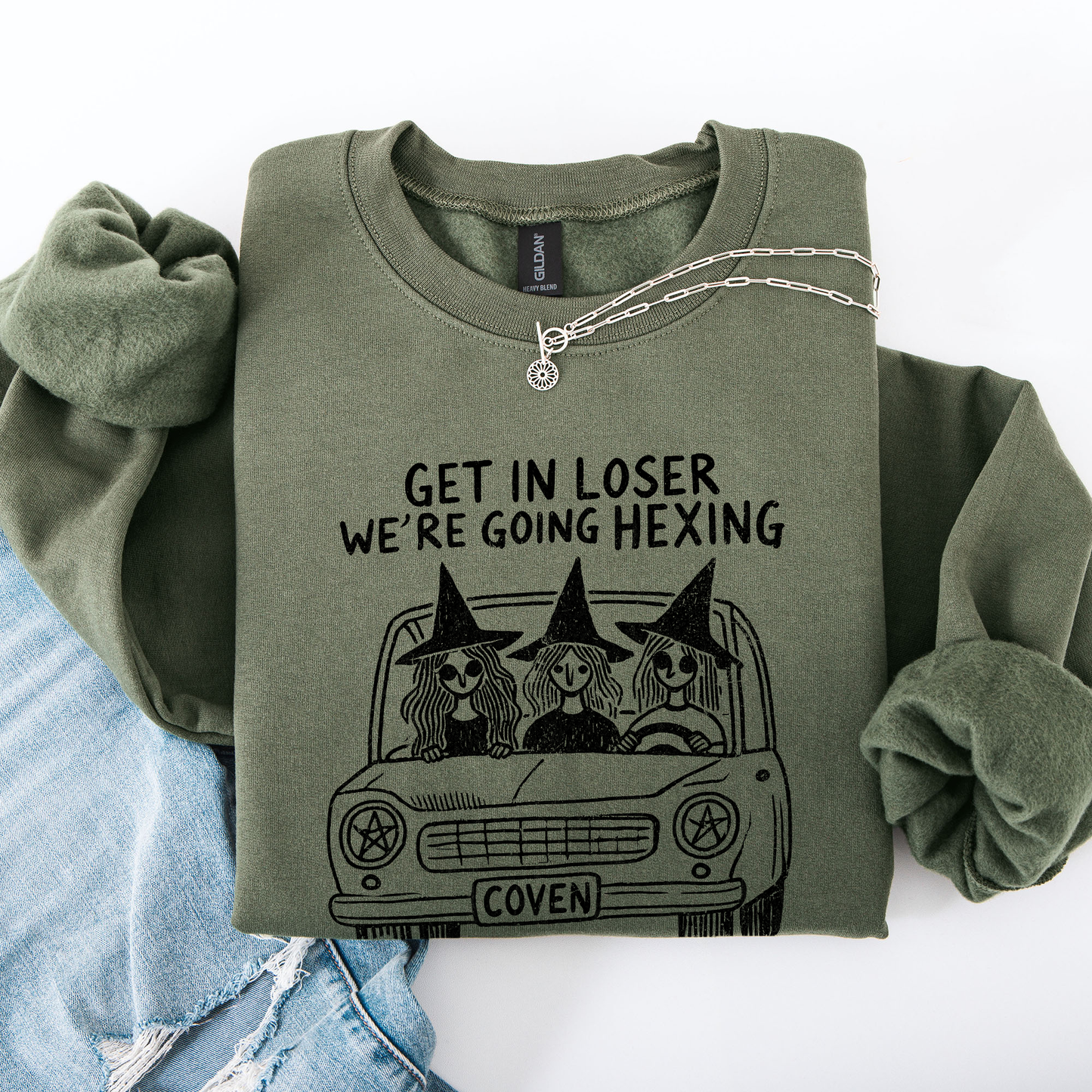 Get In Loser Cozy Coven Sweatshirt Halloween Witches