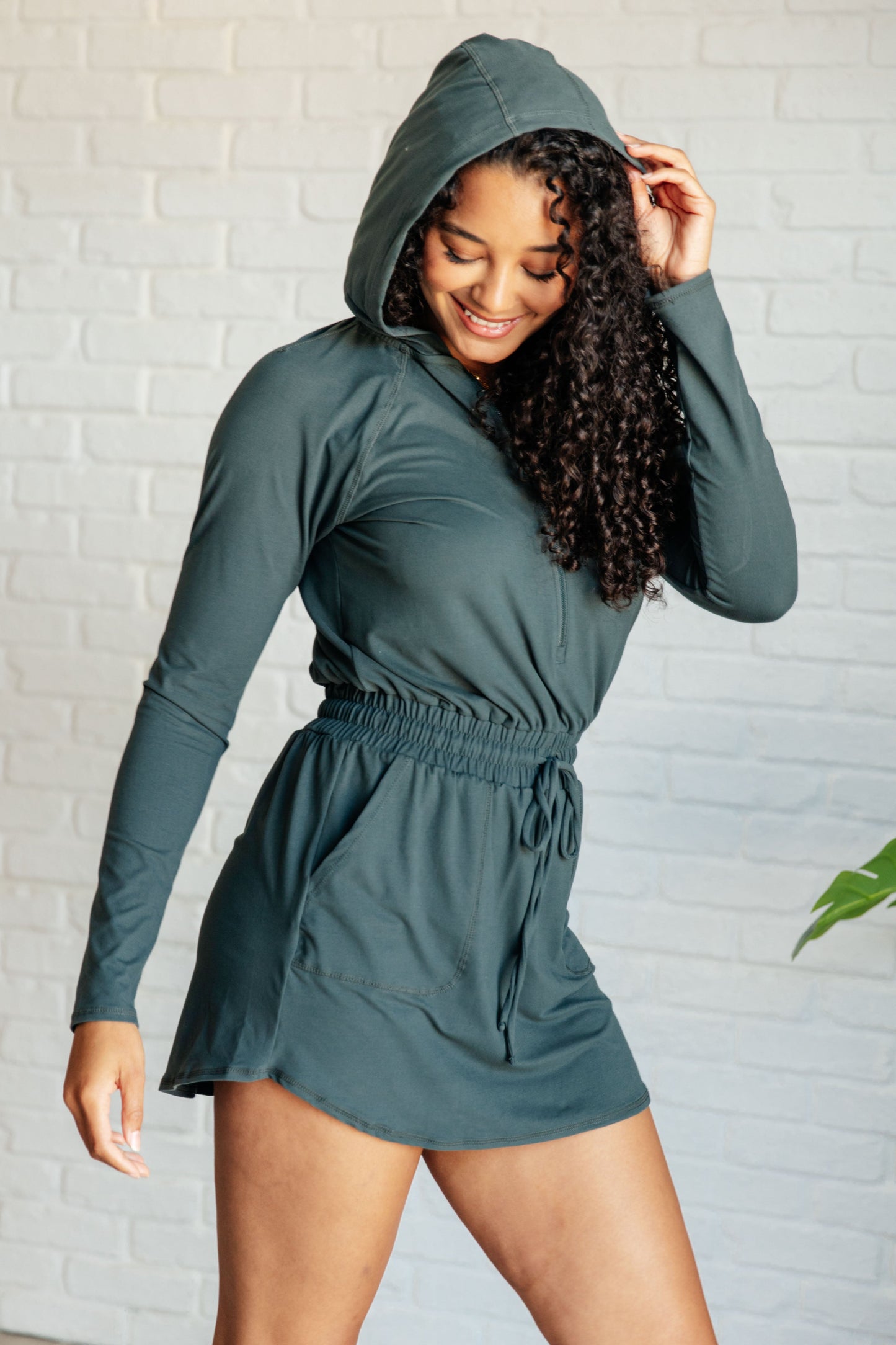 Getting Out Smoked Spruce Long Sleeve Hoodie Romper
