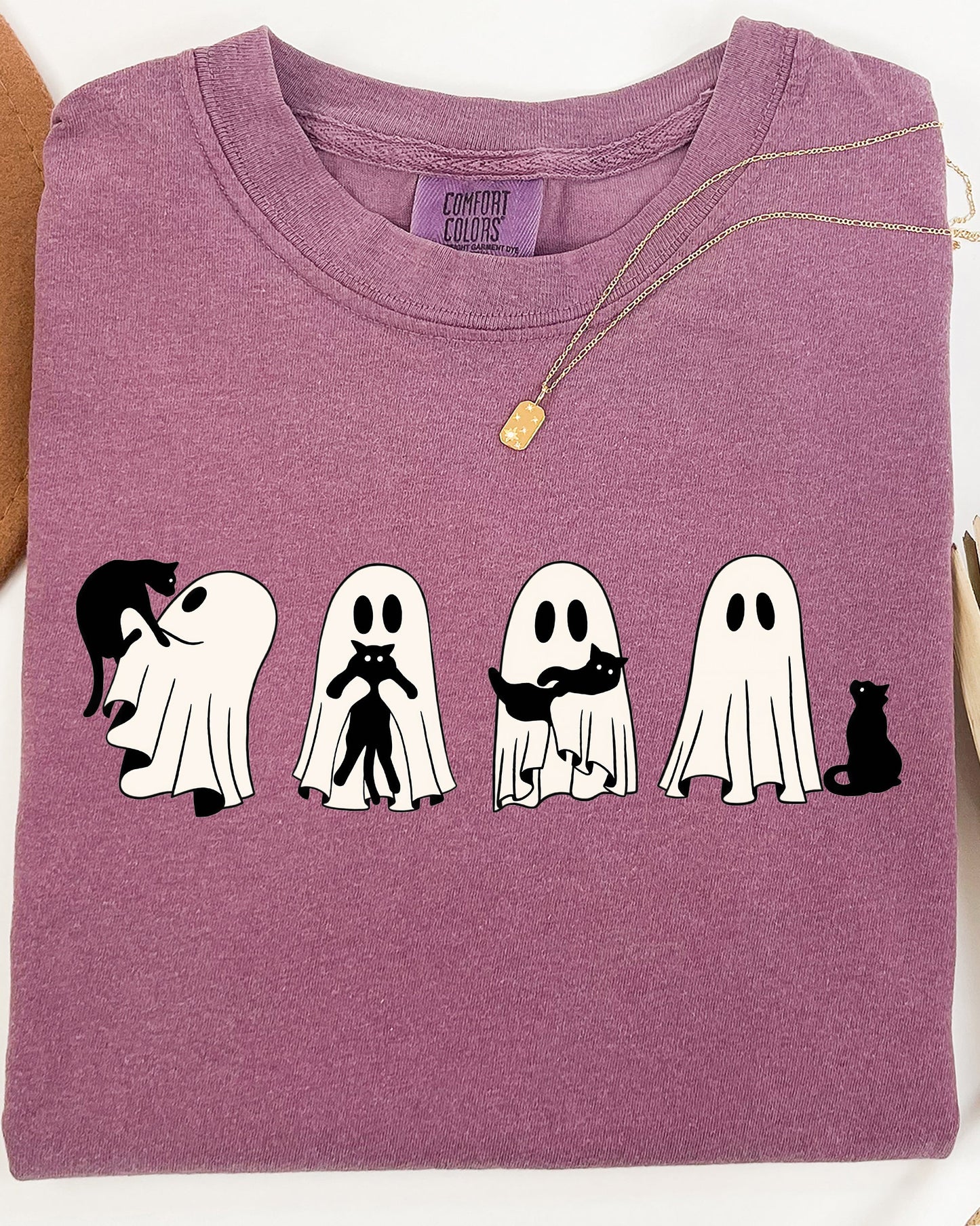 Ghost Cats Halloween Witch Skeleton Trick or Treat Shirt Comfort Colors T-Shirt