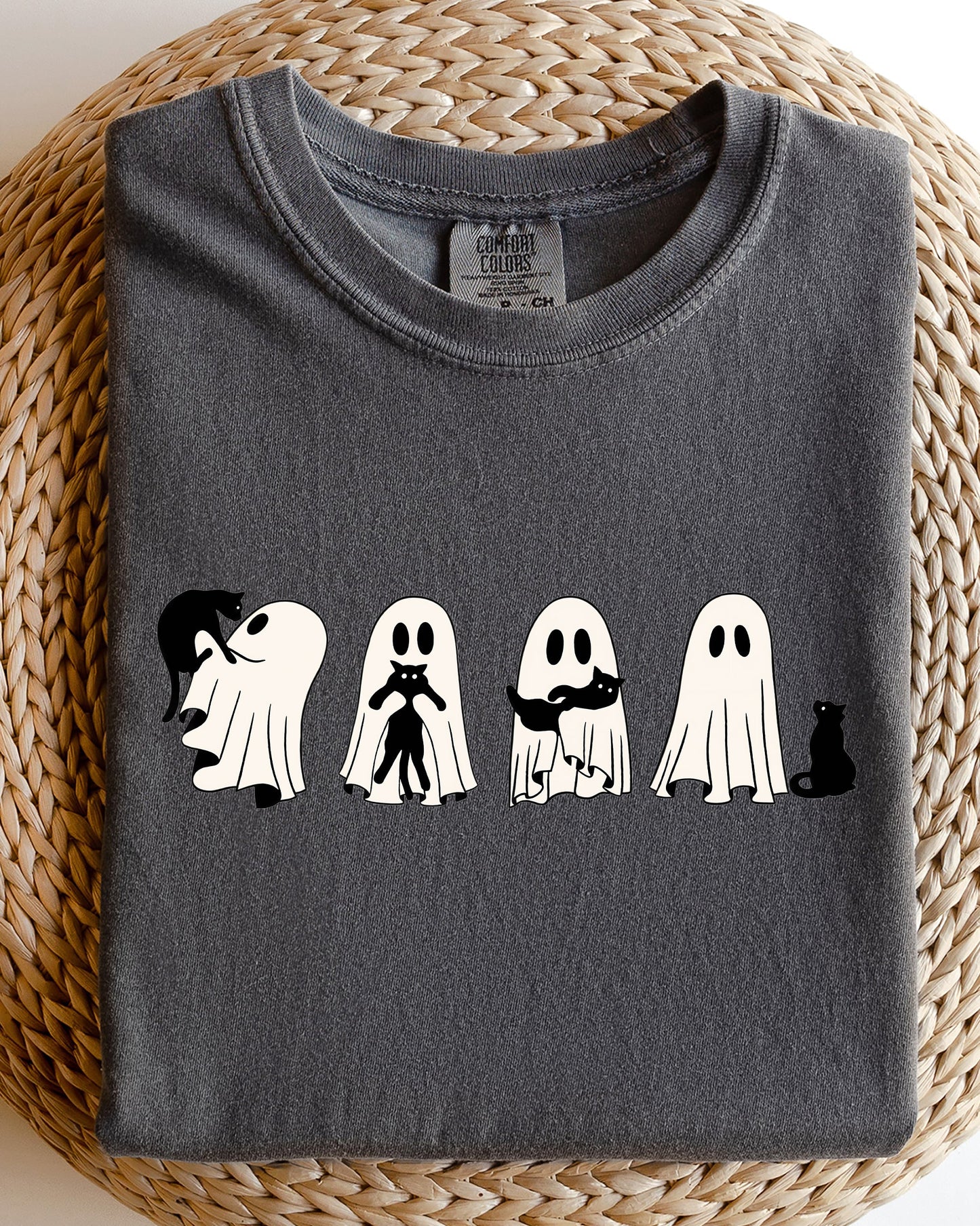 Ghost Cats Halloween Witch Skeleton Trick or Treat Shirt Comfort Colors T-Shirt