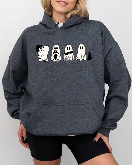 Ghost Cats Adorable Halloween Trick or Treat Hooded Sweatshirt