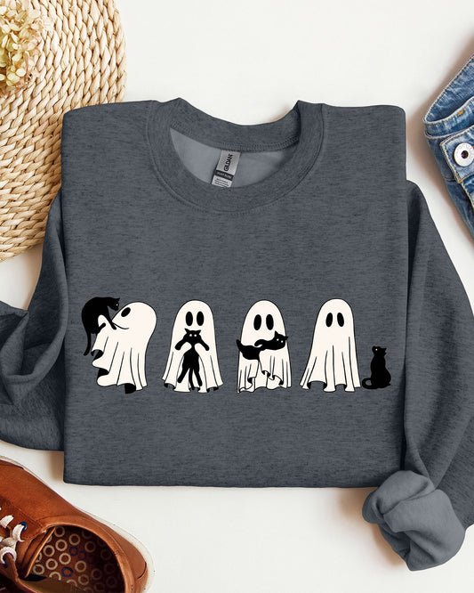 Ghost Cats Adorable Halloween Trick or Treat Sweatshirt