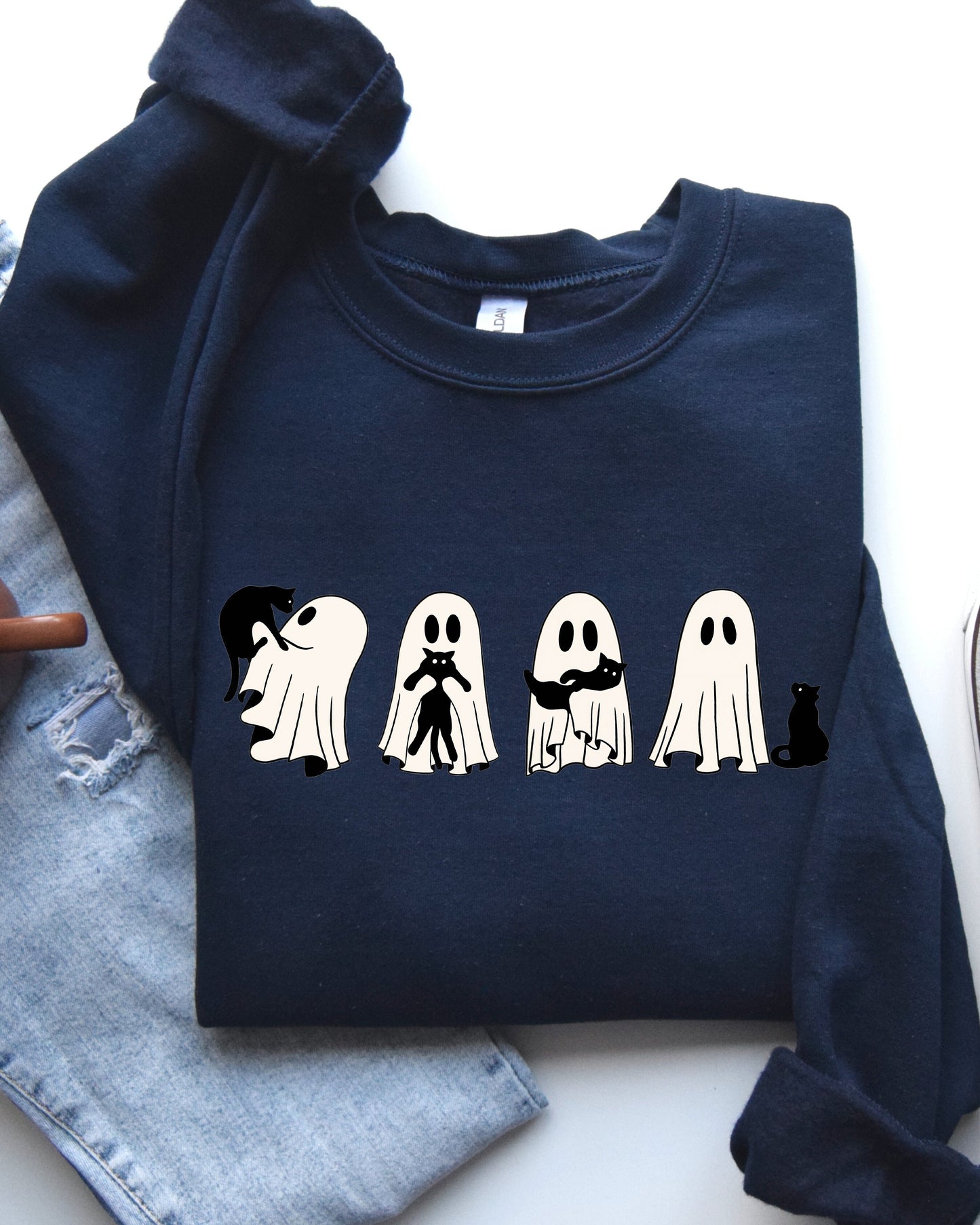 Ghost Cats Adorable Halloween Trick or Treat Sweatshirt
