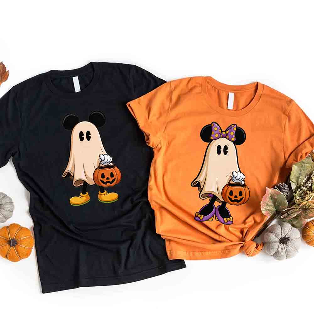 Ghost Couple Spooky Halloween Shirts Cute Fall Matching Shirt
