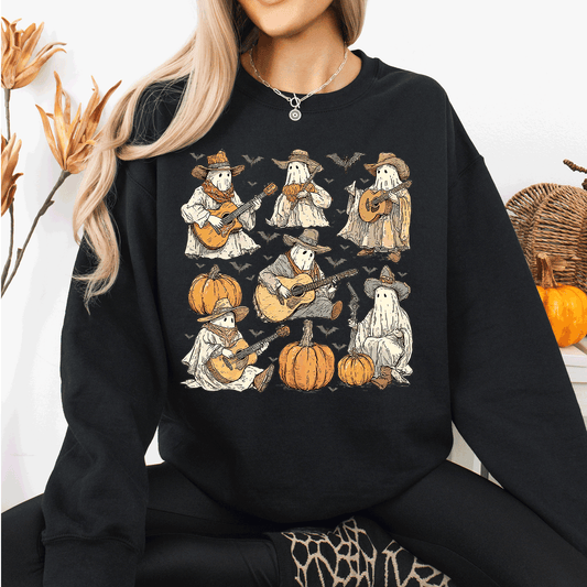 Ghost Cowboys Halloween Bats Spooky Sweatshirt Refinery Number One