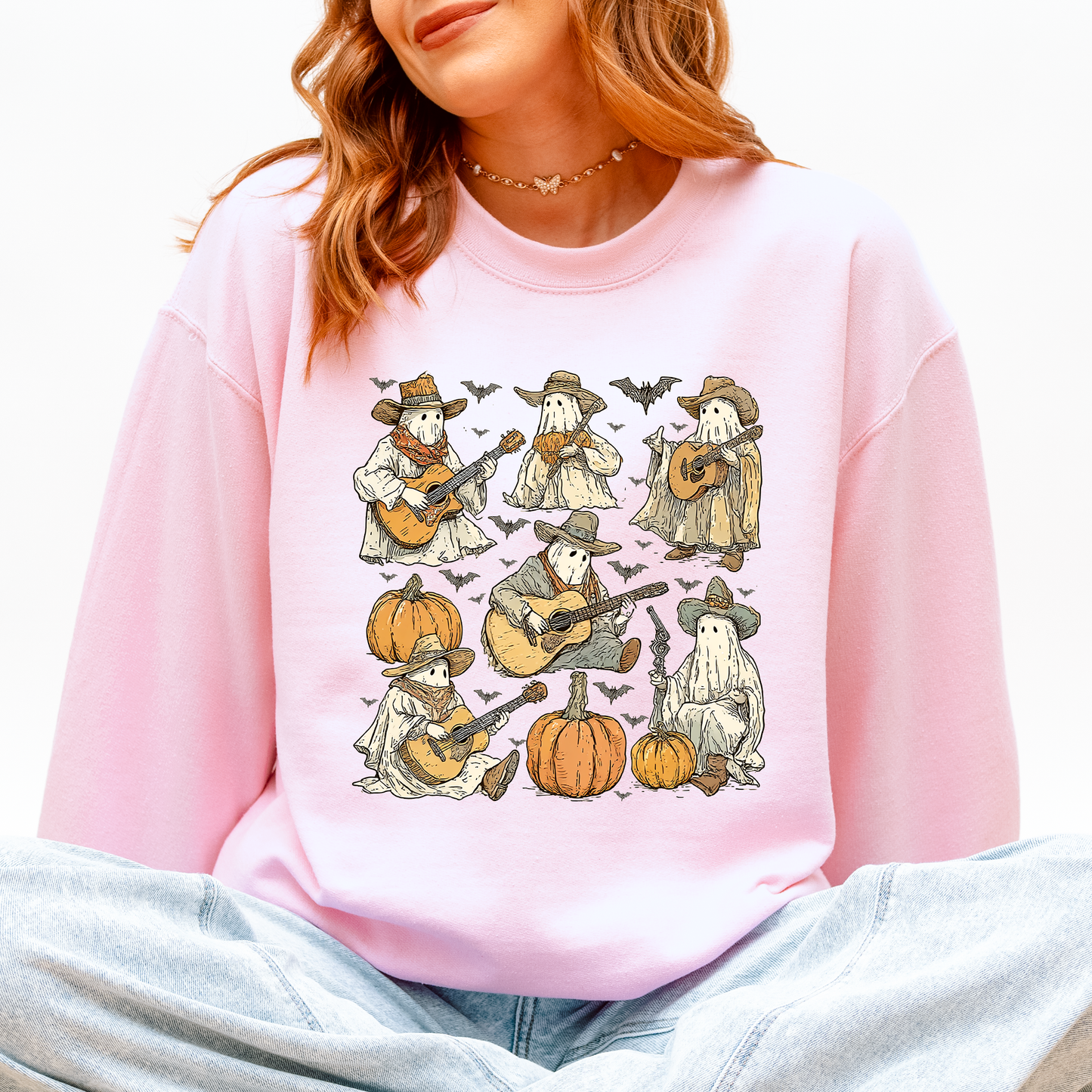 Ghost Cowboys Halloween Bats Spooky Sweatshirt Refinery Number One