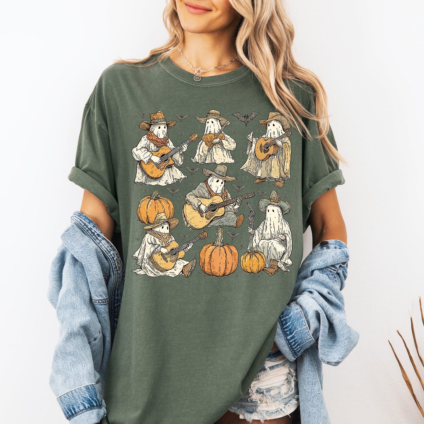 Ghost Cowboys Halloween Comfort Colors T-Shirt Refinery Number One