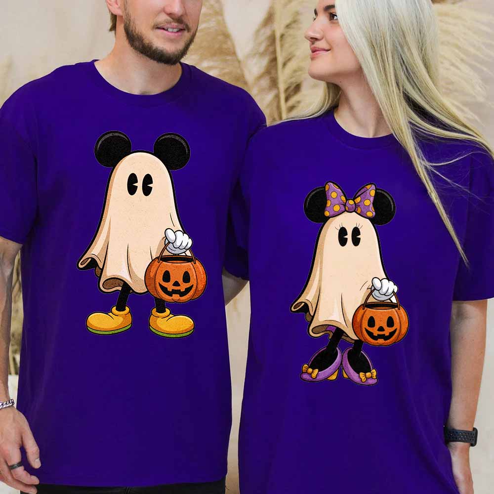 Ghost Couple Spooky Halloween Shirts Cute Fall Matching Shirt