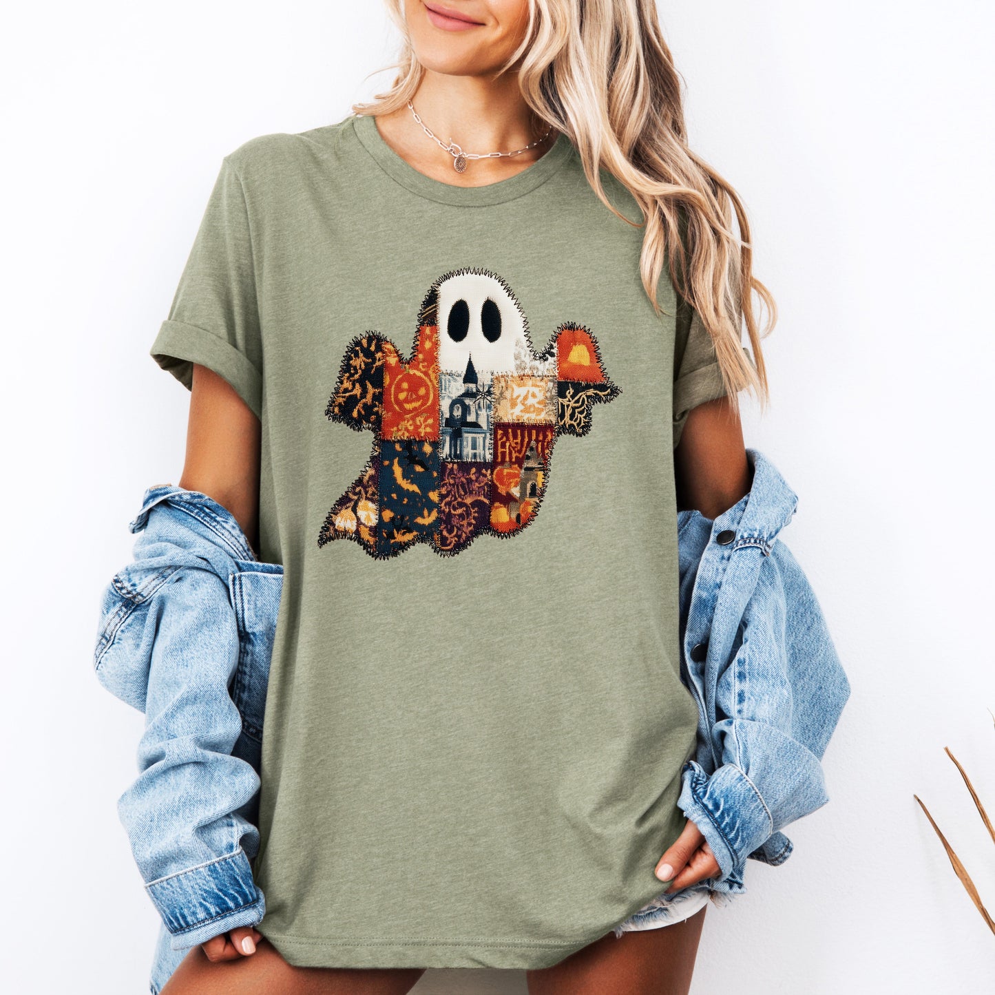 Ghost Faux Quilt Classic T-shirt Cute Halloween Fall Autumn Tshirt Refinery Number One