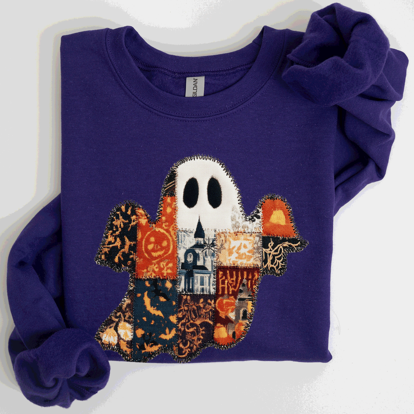 Ghost Faux Quilt Classic Sweatshirt Halloween Fall Autumn