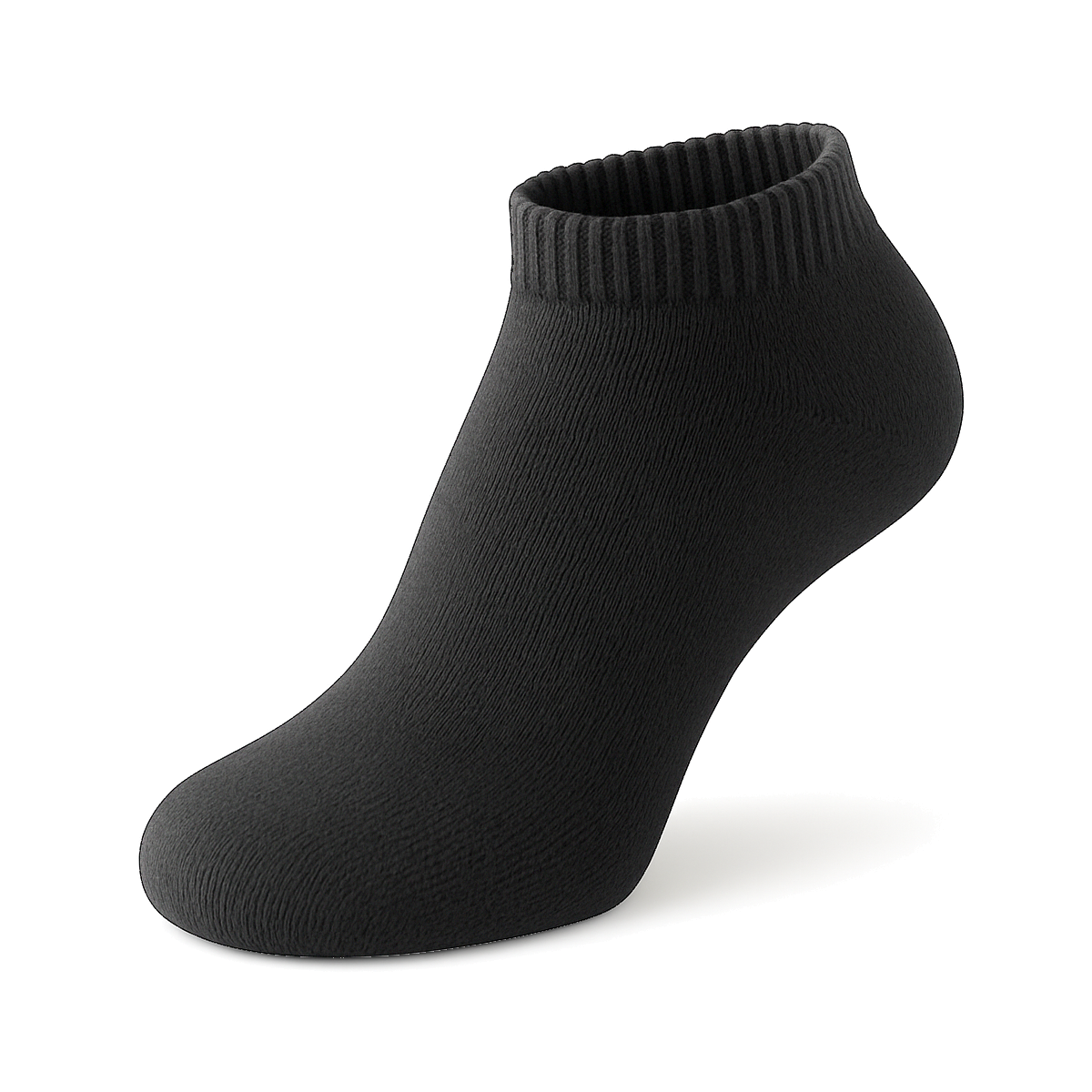 Men's 100% Cotton Regular Ankle Socks Black Color Solid