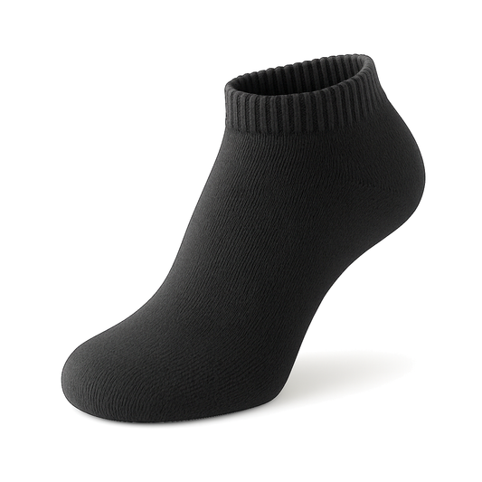 Men's 100% Cotton Regular Ankle Socks Black Color Solid