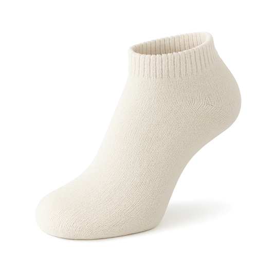 Men's 100% Cotton Regular Ankle Socks Natural Color Solid