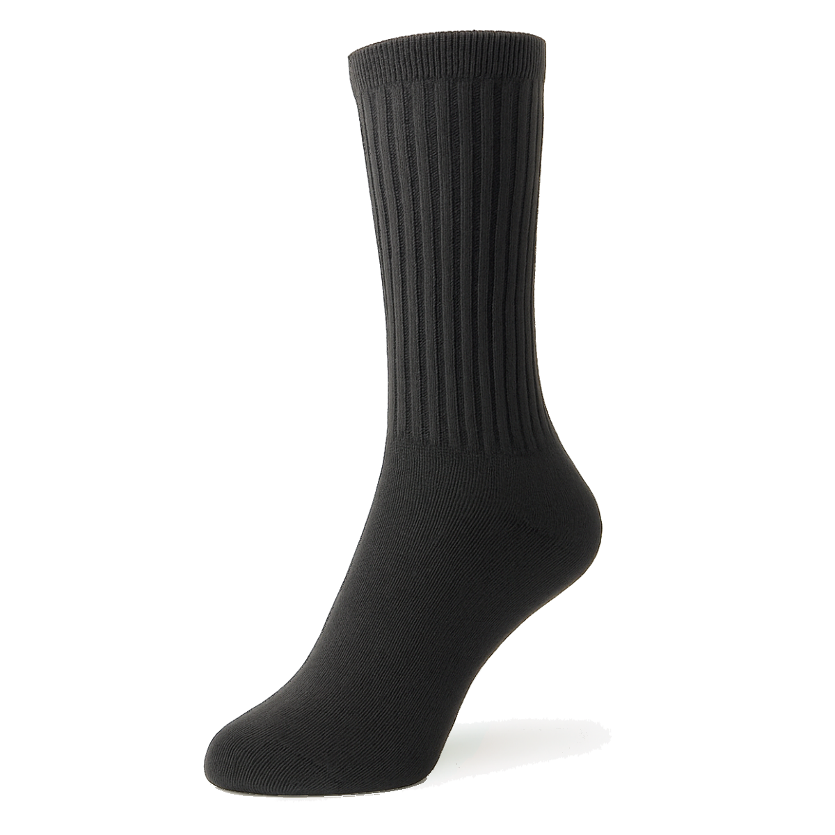 Men's 100% Cotton Regular Crew Socks Black Color Solid