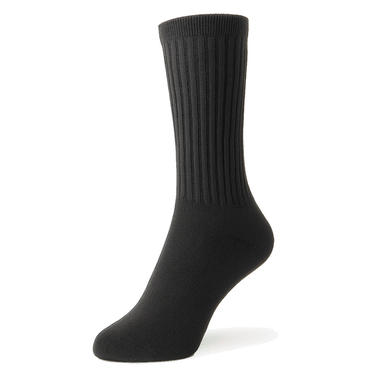 Men's 100% Cotton Regular Crew Socks Black Color Solid