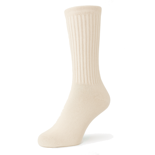 Men's 100% Cotton Regular Crew Socks Natural Color Solid