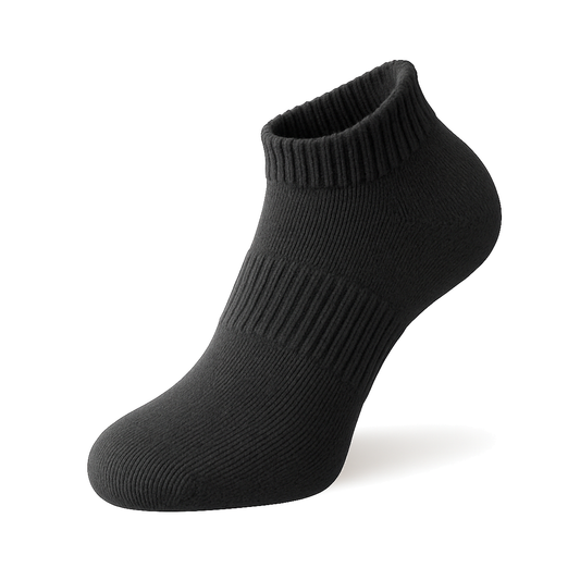 Men's 100% Cotton Sport Ankle Socks Black Color Solid