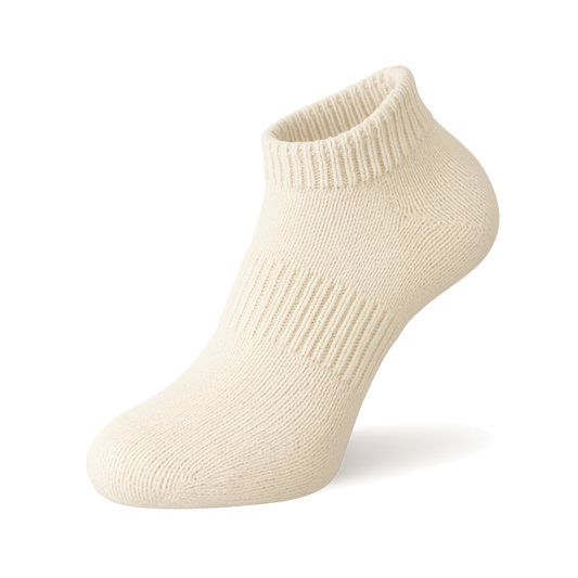 Men's 100% Cotton Sport Ankle Socks Natural Color Solid