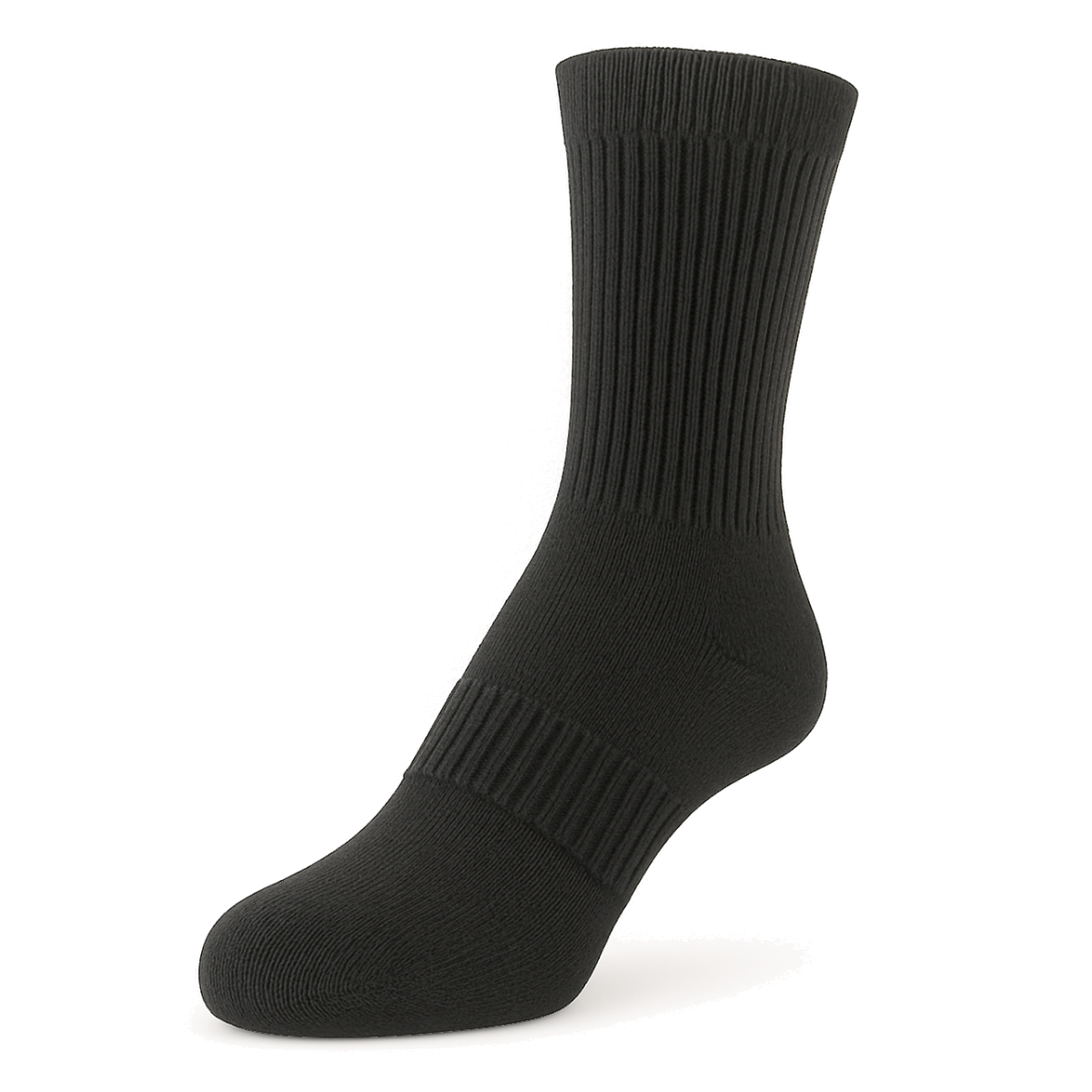 Men's 100% Cotton Sport Crew Socks Black Color Solid