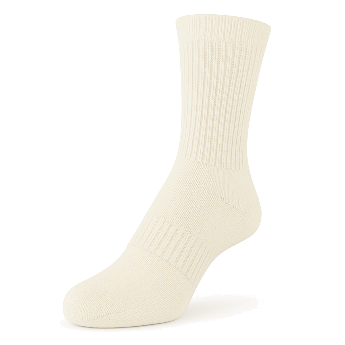 Men's 100% Cotton Sport Crew Socks Natural Color Solid