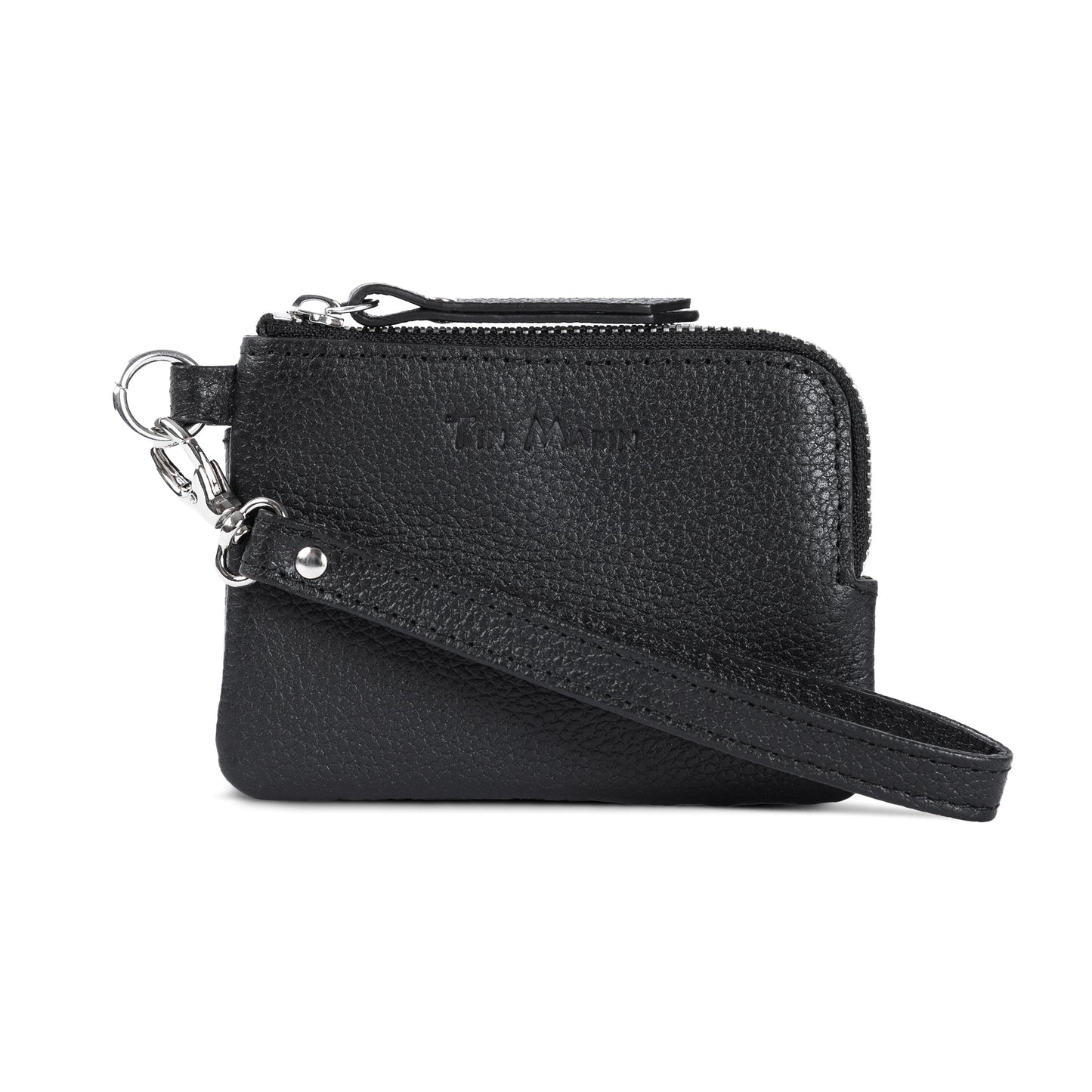 Gina Leather Top Zip Slim Wallet Tin Marin