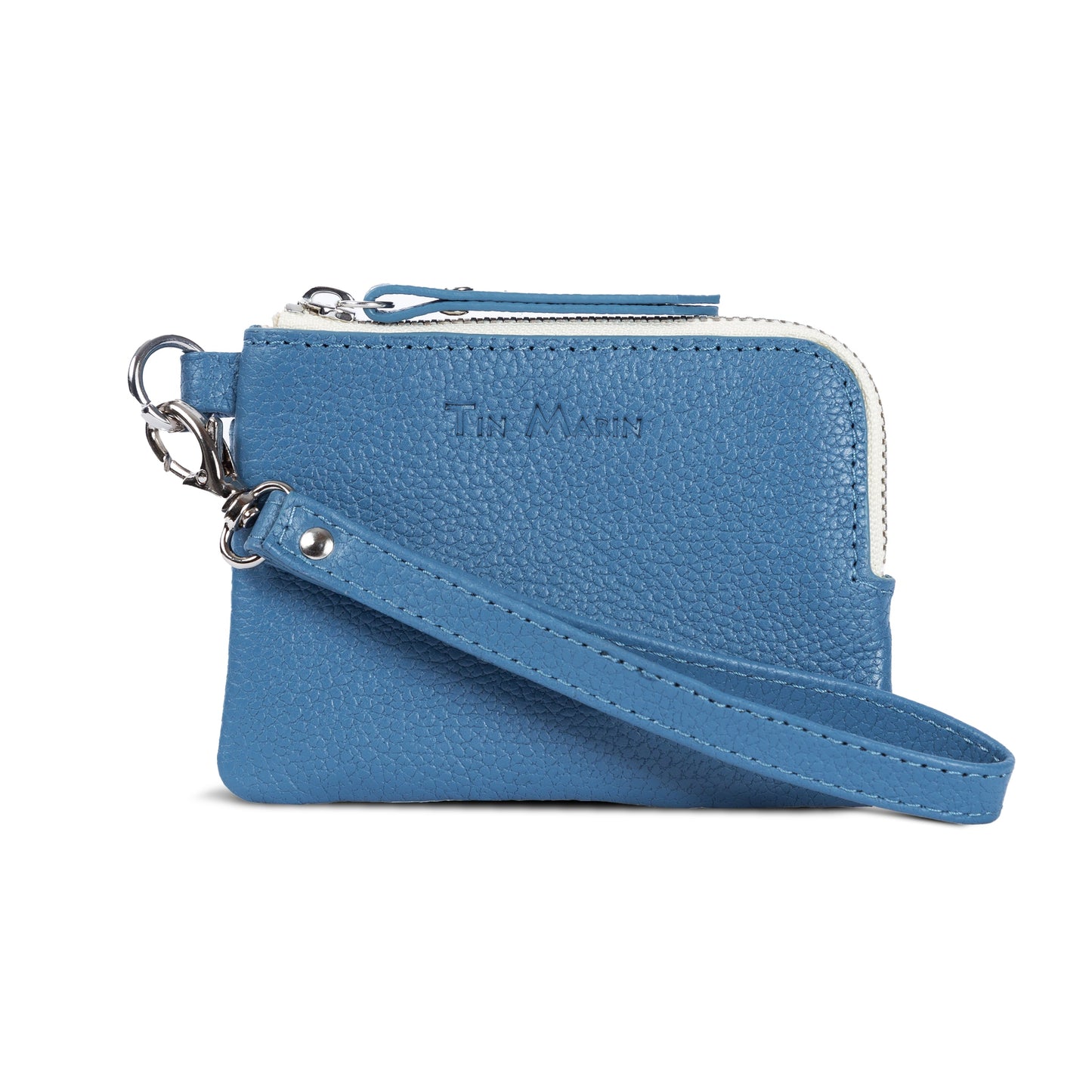 Gina Leather Top Zip Slim Wallet Tin Marin