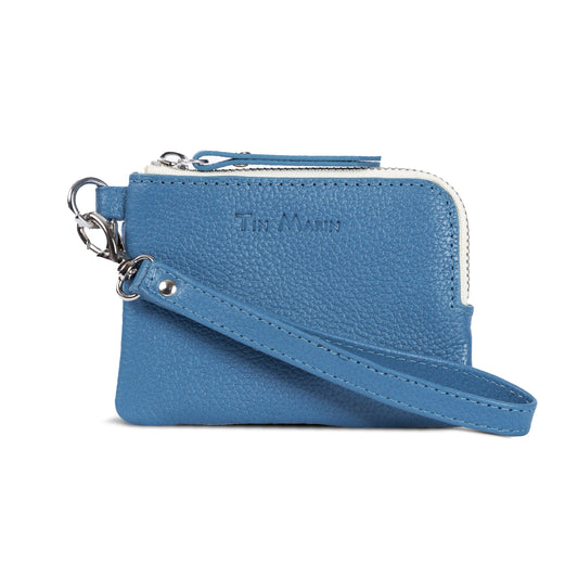 Gina Leather Top Zip Slim Wallet Tin Marin